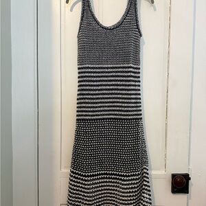 Navy and White Striped Knit Dress